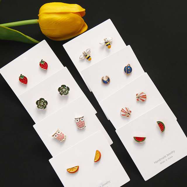 Korean version of simple fruit animal series fashion earrings short earrings lovely sweet elegant earrings thumbnail
