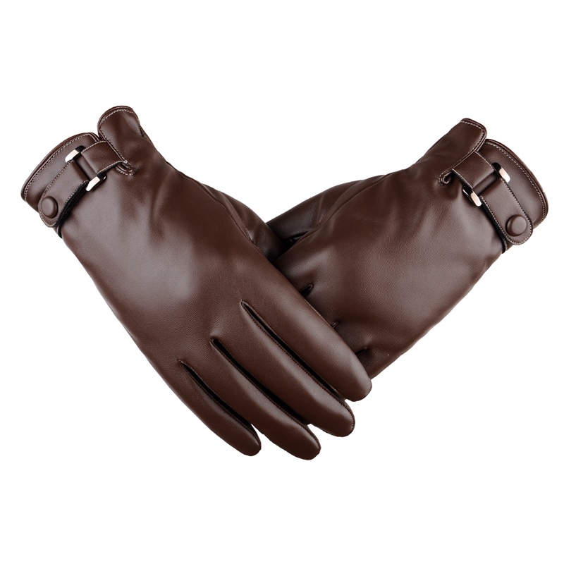 Guantes de invierno guantes de cuero de pantalla táctil para hombres cuero emulación piel lavada PU con flepa guantes de ciclismo calientes para conducir
