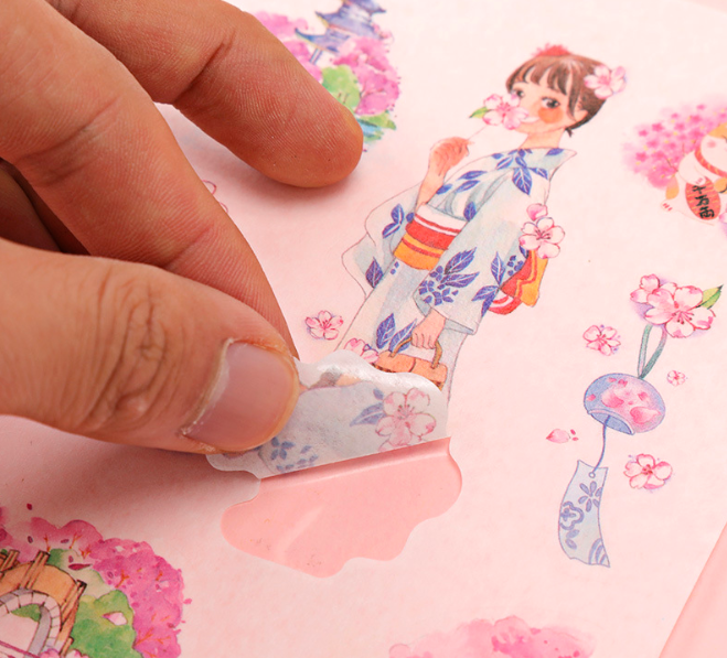 日式简约卡通创意手帐贴纸和纸套装少女心DIY手工材料贴纸文具包产品图