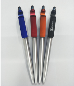 喷银杆旋转式转动手机支架触屏平板多功能圆珠笔