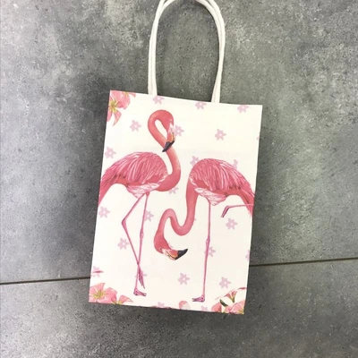 Brown paper Cartoon Flamingos carrying gift bags 21*15*8cm thumbnail