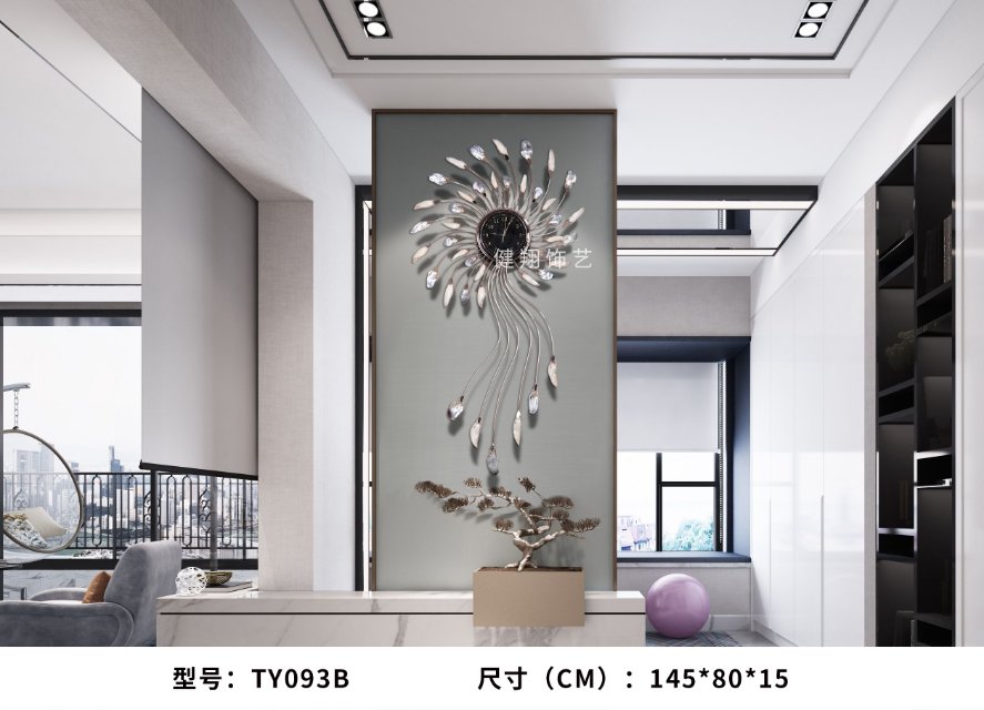 客厅餐厅装饰画工艺贝壳装饰画挂画带时钟
