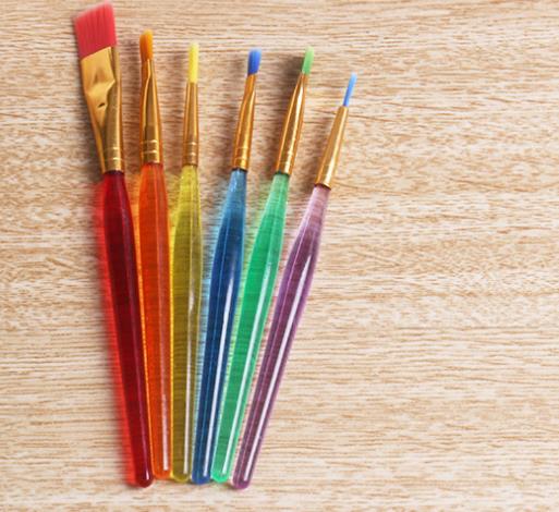 6支装彩色杆DIY儿童吸卡画笔套装美甲笔水粉笔图