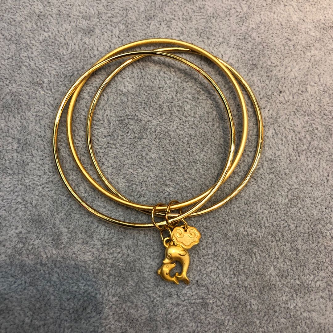 Dolphin Xiangyun Bracelet Brass Gold Plated Three Iii Female Jewelry