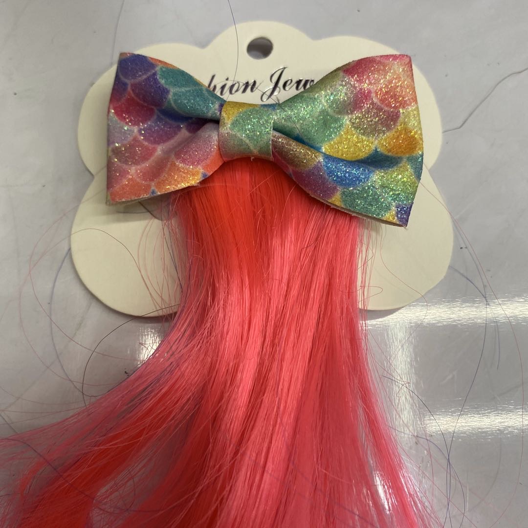 热销新款卡通美式潮流渐变色夸张蝴蝶结假发发夹产品图