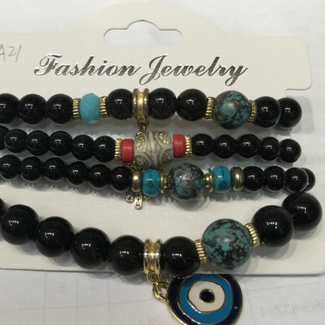 黑手串多层吊坠手环手饰手链外贸出口