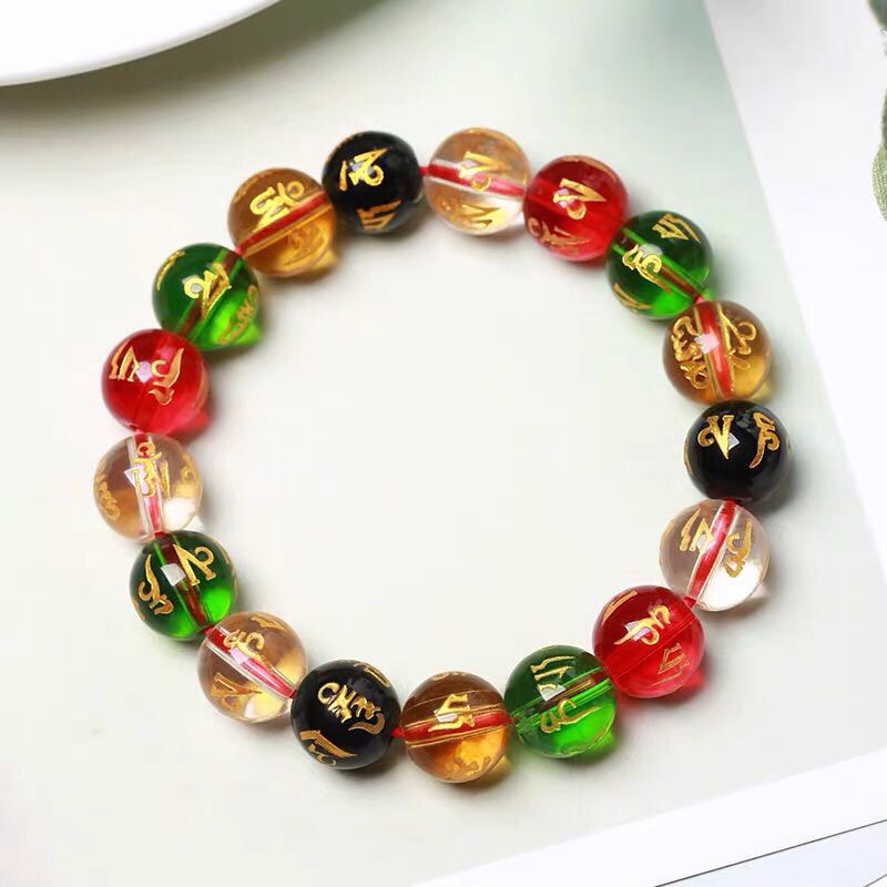 Brazalete de perlas de buda de seis palabras verdad cristal de color natural obsidiana para hombre y mujer accesorios vintage perlas de buda pinchazos shiwen 075 Specification image