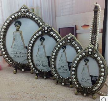 仿古珍珠合金工艺相框家居装饰工艺品摆件