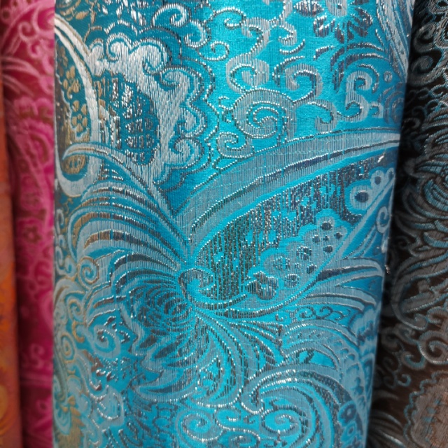 Silver-threaded brocade fabric for clothing decoration is available in multiple colors and the price is negotiable Specification image