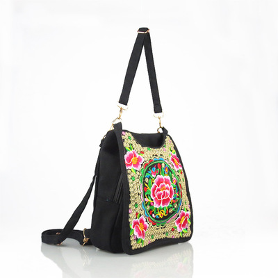 云南民族风 2020新款 绣花学生双肩背包 单肩手提双肩多用女包图