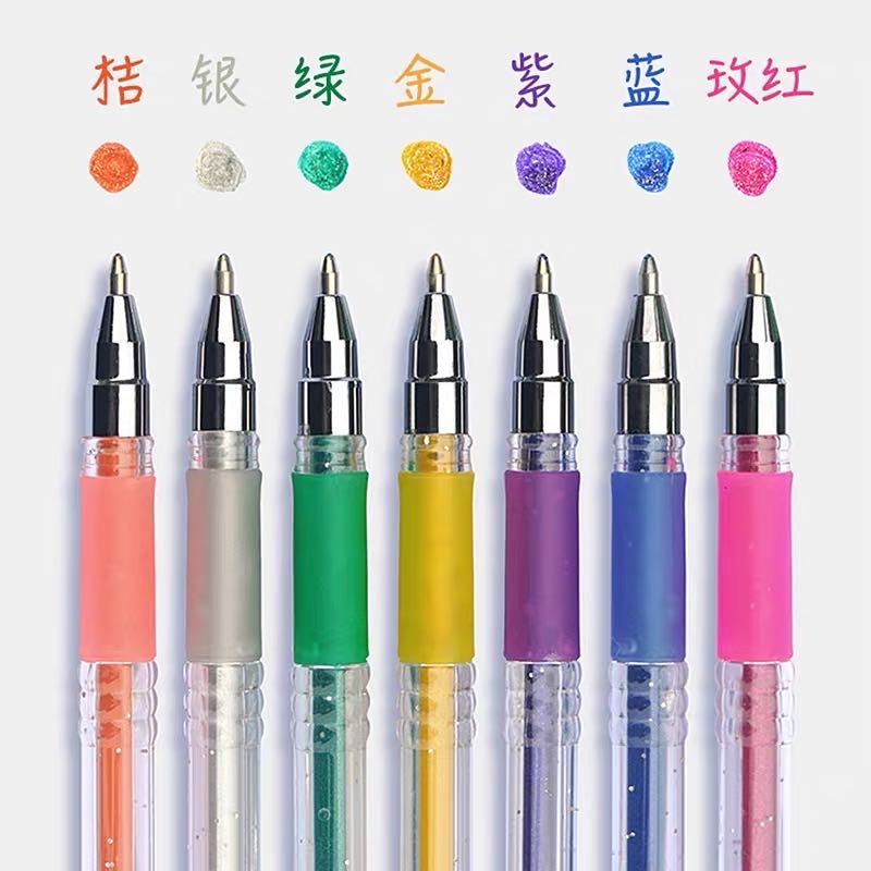 Korean Creative Student Color Doodle Pen Flash Highlighter Pen Pastel Pen Glitter Chip Pen 12-Color Set details Picture