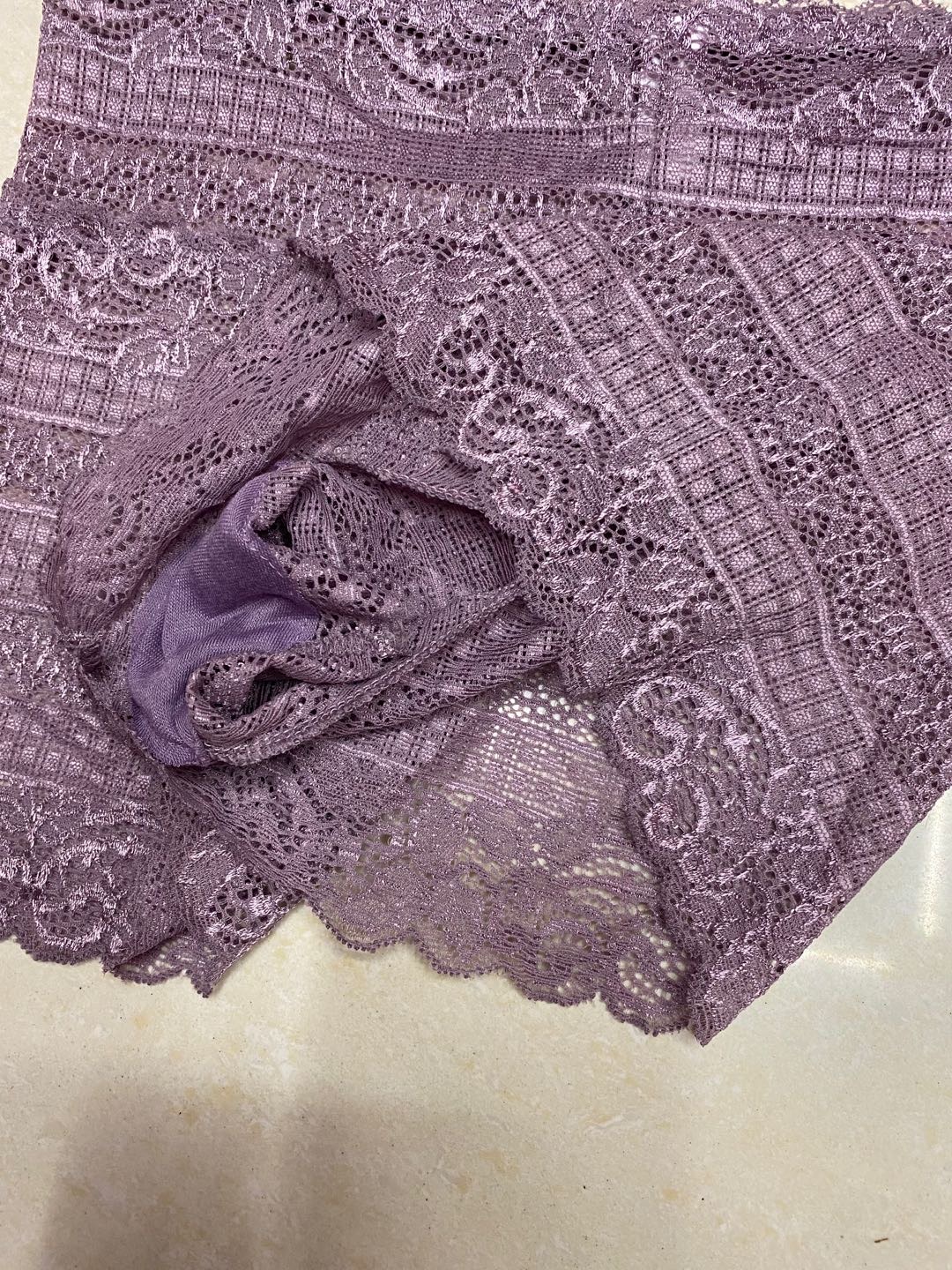 New Light Temptation Fashion Soft Breathable Women Low Waist Lace Purple Specification drawing
