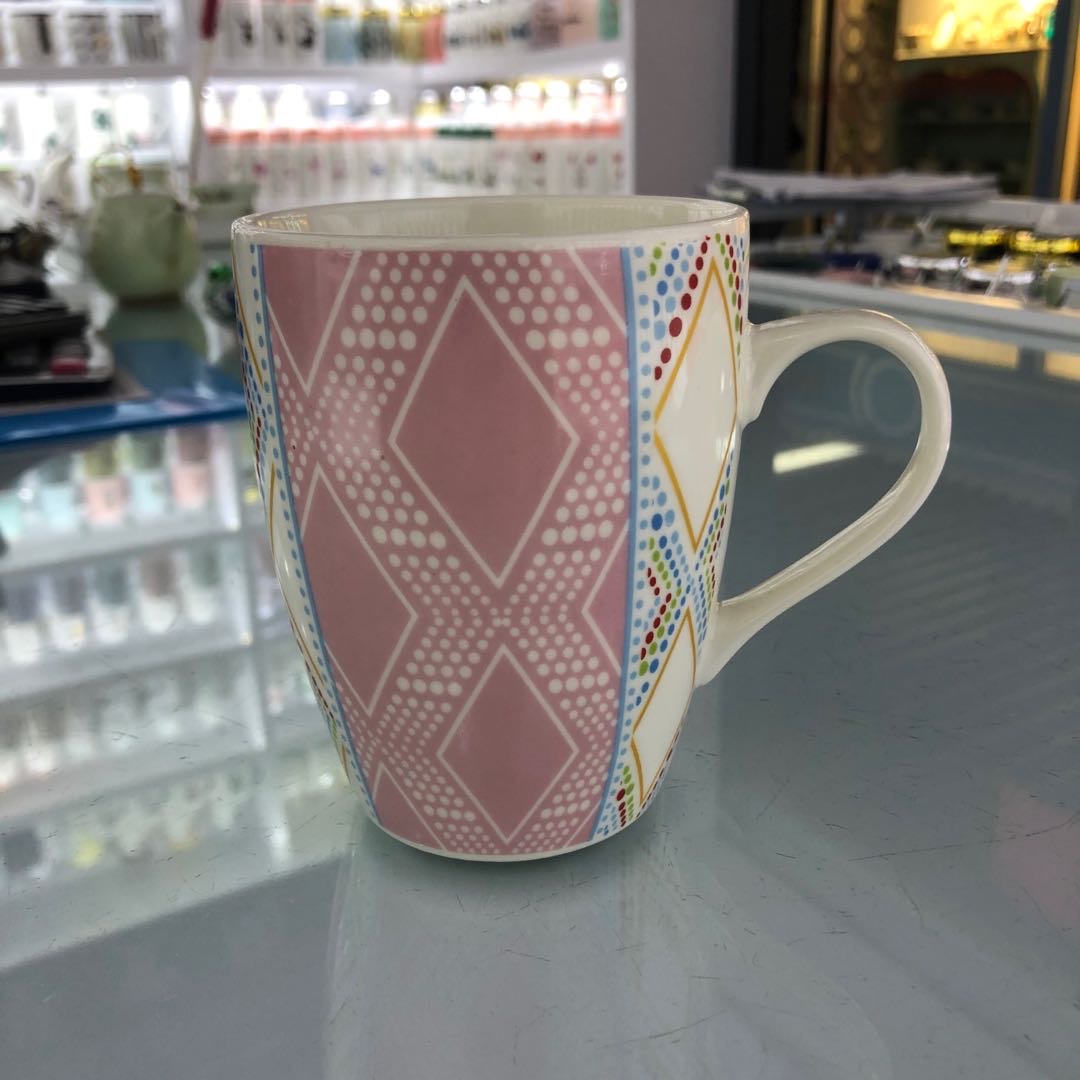 几何图形鼓型杯水杯陶瓷杯多花型产品图