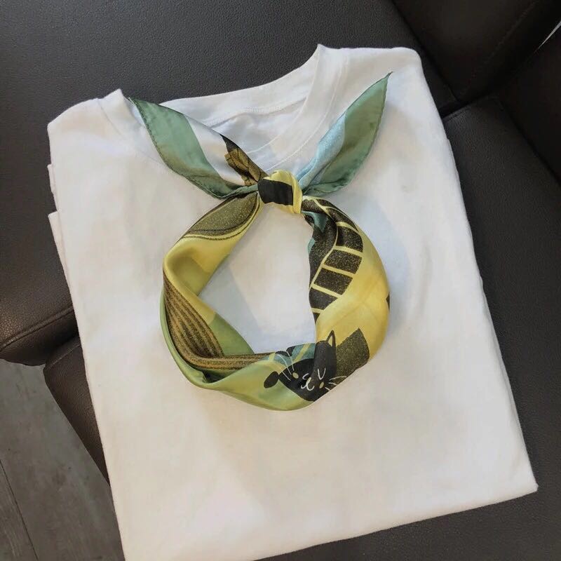 Green Scarf Spring And Autumn Scarf Women's Wrist Scarf Headscarf