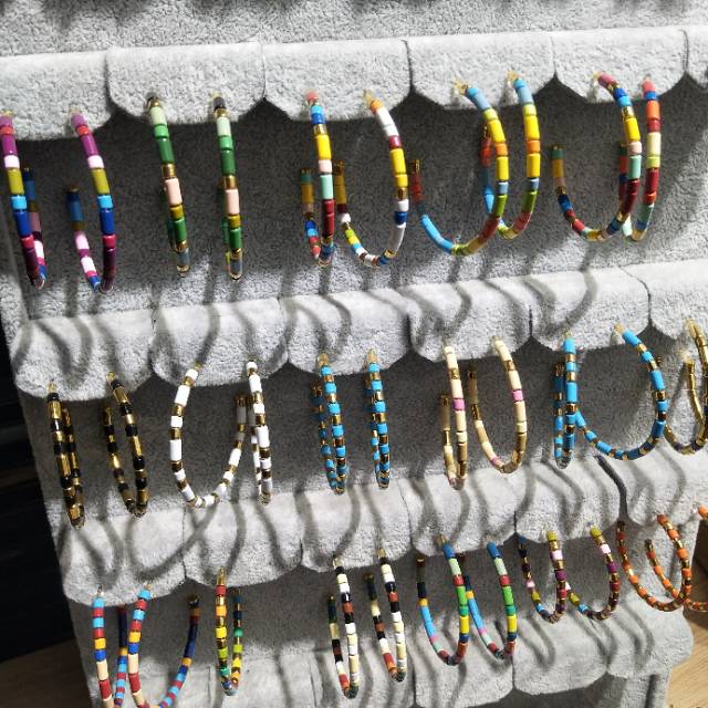 欧美热销DIY进口米粒合金烤漆女士耳环饰品细节图