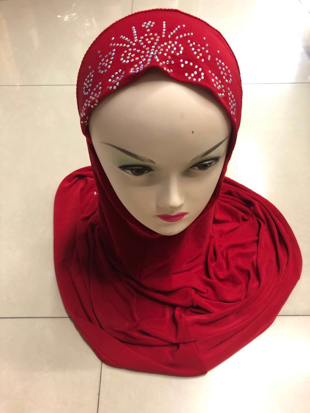 女士穆斯林潮流时尚新款百搭烫钻拼接包头巾头套图