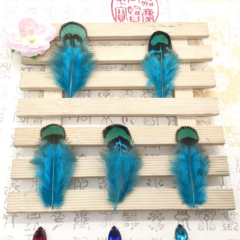 Accessories Earrings Wild Golden Pheasant hair diamond piece blue piece feather
