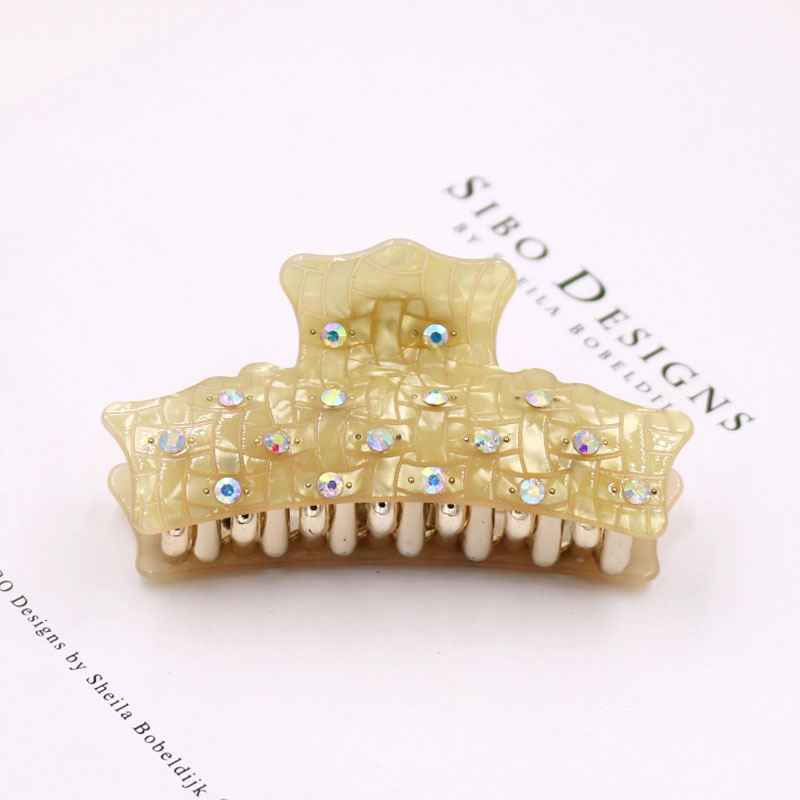 New Large Acrylic Diamond-Encrusted Hair Clip Acetic Acid Steel Ball Pony Tail Clip details Picture