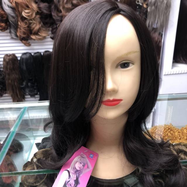 Wig women long curly hair network red waves lace natural full head cover real hair silk fashion eight - character bangs wig thumbnail