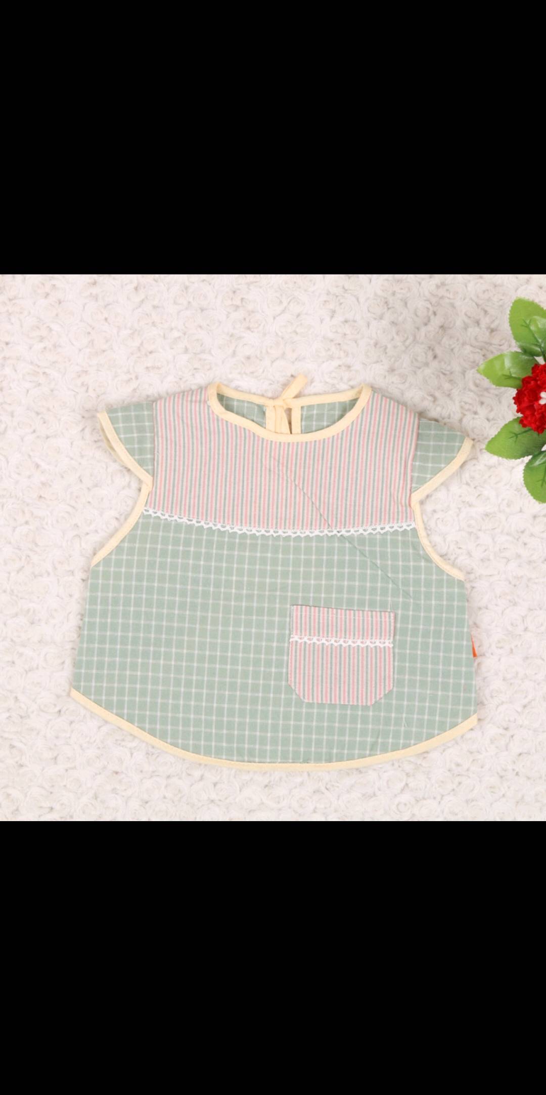Summer Baby Drool Towel Baby Plaid Bib Children's Meal Pocket Waterproof Specification drawing