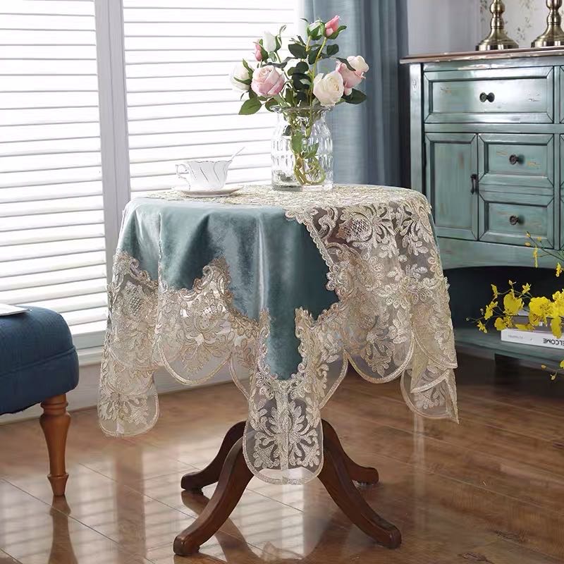 A modern and simple Nordic light luxury style tablecloth with lace fabric details Picture