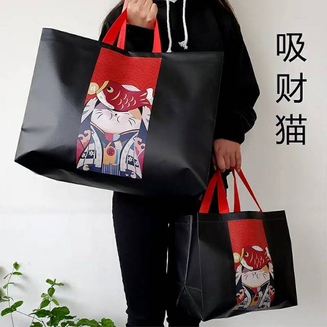 防水无纺布袋 所有花色 外卖打包袋 手提打包袋牛皮纸袋 加厚加大产品图