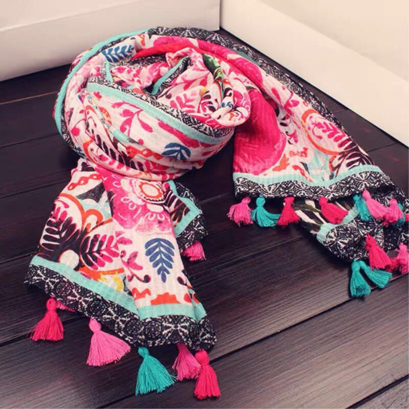 This is a trendy and simple women's scarf, silk scarf and shawl. It's a new Korean style, cotton and linen, artistic and Japanese style