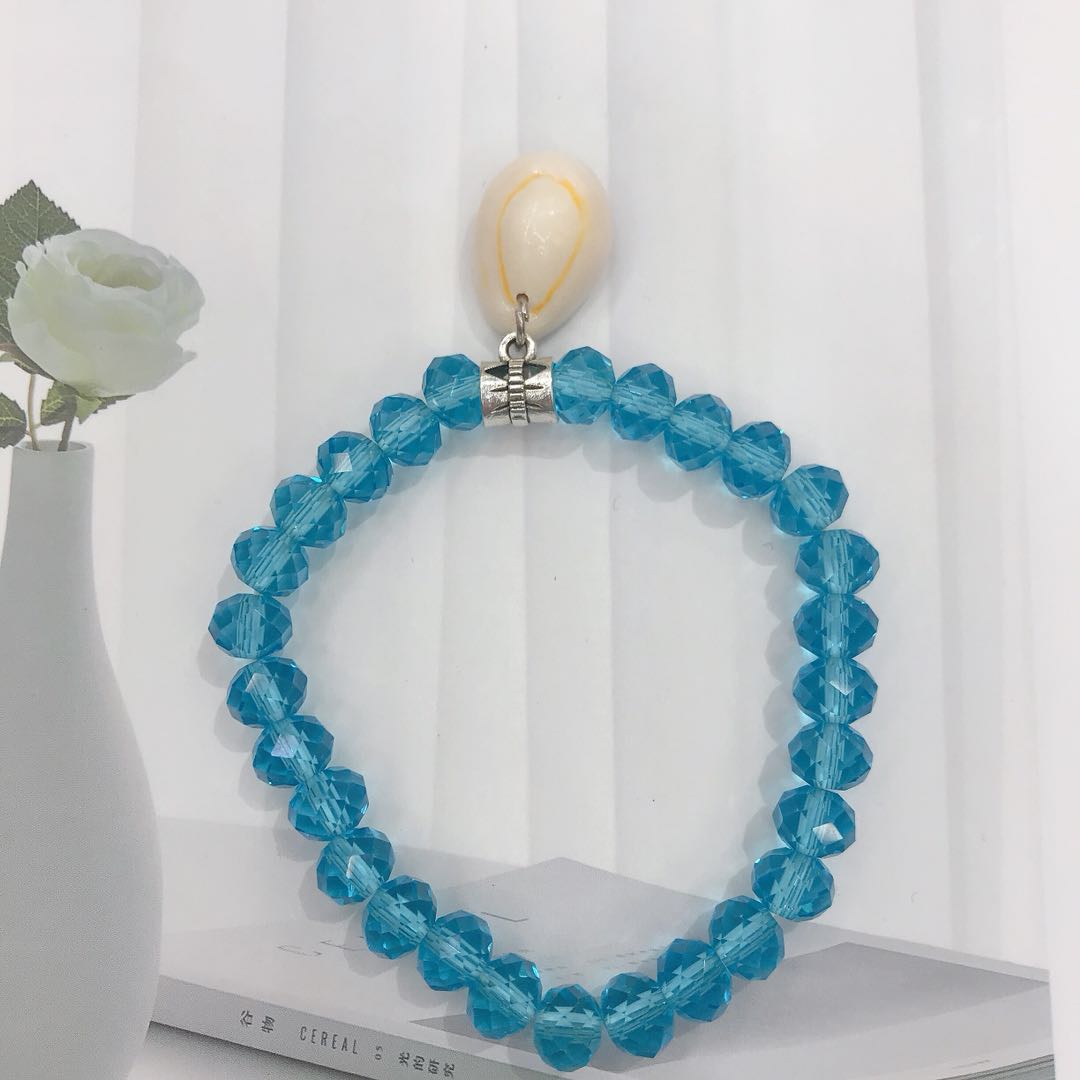 Fashionable new natural shell blue crystal bracelet, versatile for both men and women, couple and student jewelry details Picture