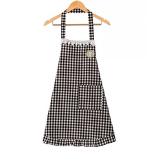 半身围裙韩版时尚防水防油厨房格子家用围裙