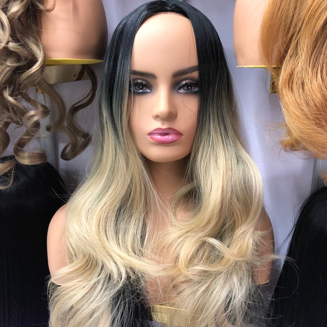 The new style of natural full head set with large gradient waves and real human hair strands is very realistic