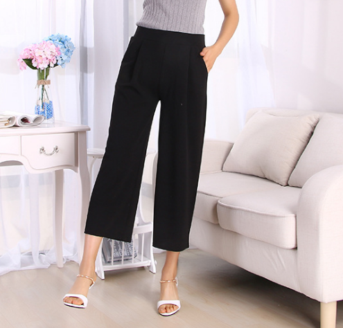 Factory direct sales of high-waisted ice silk fabric elastic pants, tight-fitting pants, and trendy casual pants for women in summer details Picture