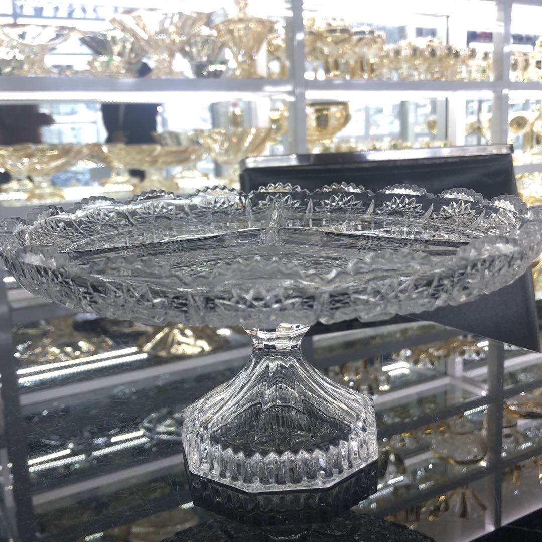 玻璃水果盘水晶水果盘雕花果盘内销外贸细节图