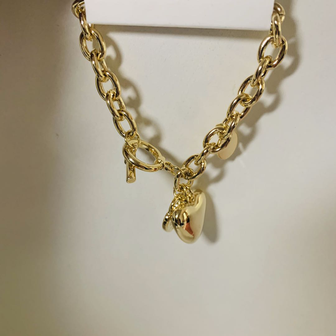 Bracelet Alloy Gold 16 Cm Love Thick Chain Couple Bracelet European And American Punk Mix Ins Sweetheart Love Fashion Basic Hand Jewelry details Picture