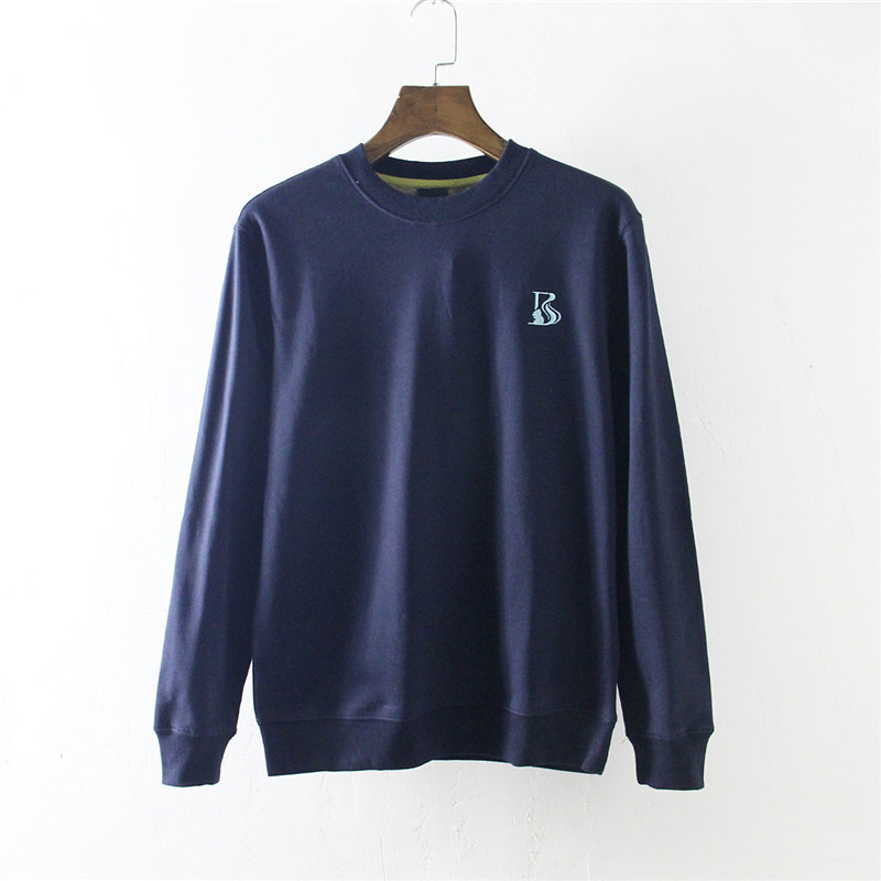 Men's autumn and winter fleece warm pullover, all-cotton knitted embroidered casual round-neck sweatshirt Specification image