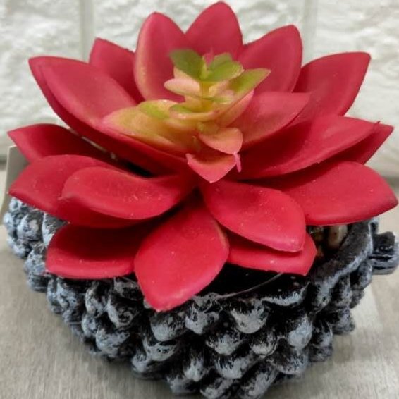 A large red lotus succulent artificial green plant potted desk decoration details Picture
