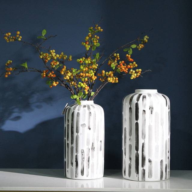 New Chinese ink-wash style ceramic vase ornaments for simple living room home decoration