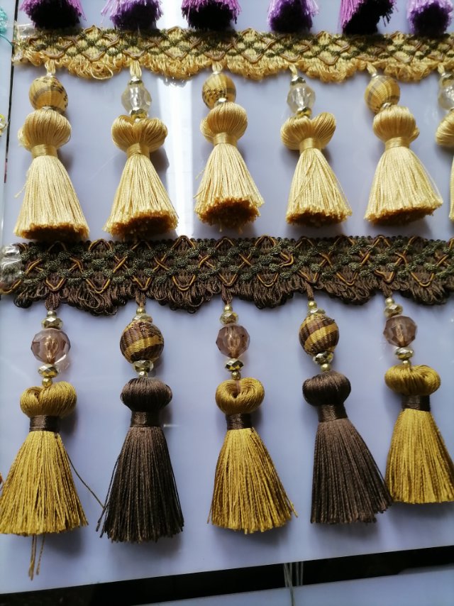10 cm curtain lace tassel tassel decorative lace gold bead curtain head decorative auxiliary materials and accessories details Picture