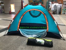单层户外用品弹簧自动帐篷2-3人双层野营帐篷可订购LOGO