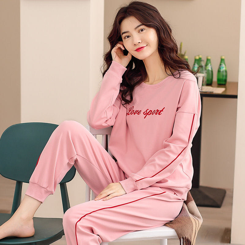 High-Grade Cotton Long Sleeve Pajamas Female Autumn Korean Version Of Little Ladies Spring And Autumn Cotton Two-Piece Home Clothes Can Be Worn Outside Specification drawing
