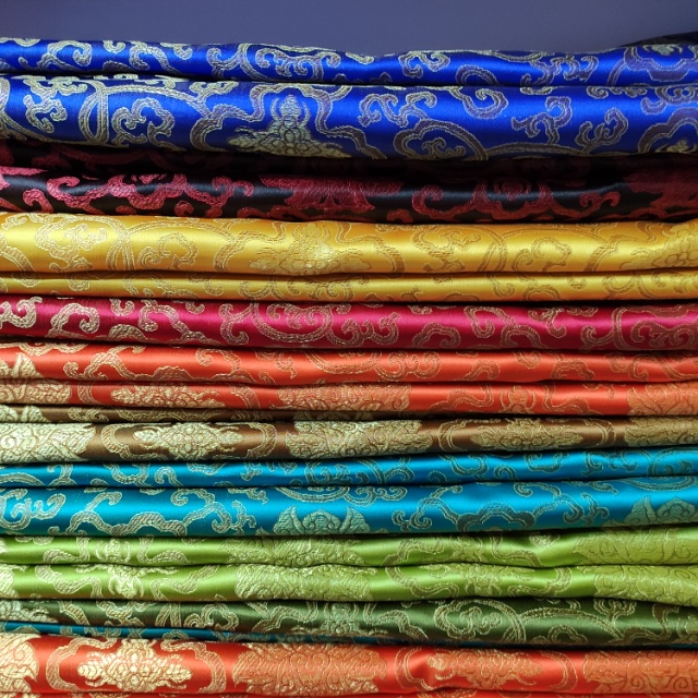 Blue Gold Low Brocade Fabric Decorative Fabric Multi-Color Optional
