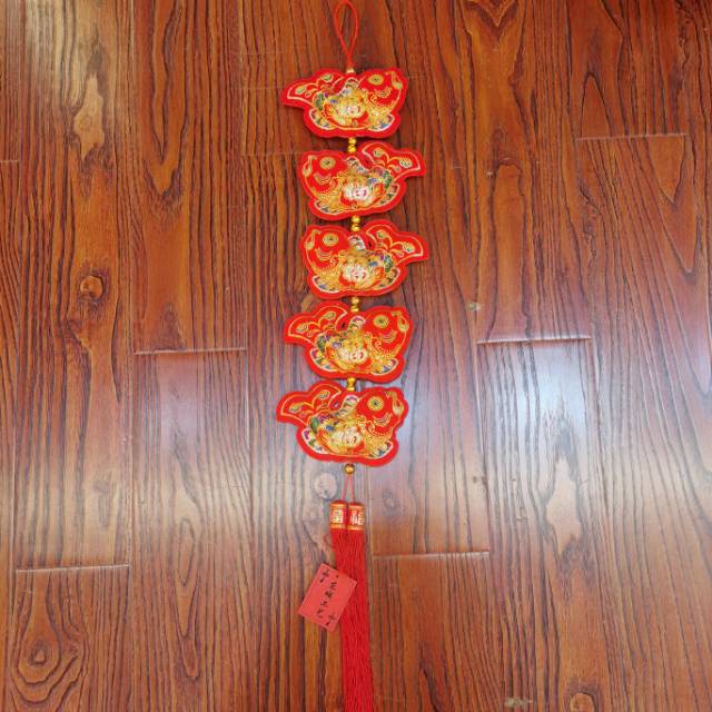 小号五福弯鱼串绒布印花流苏