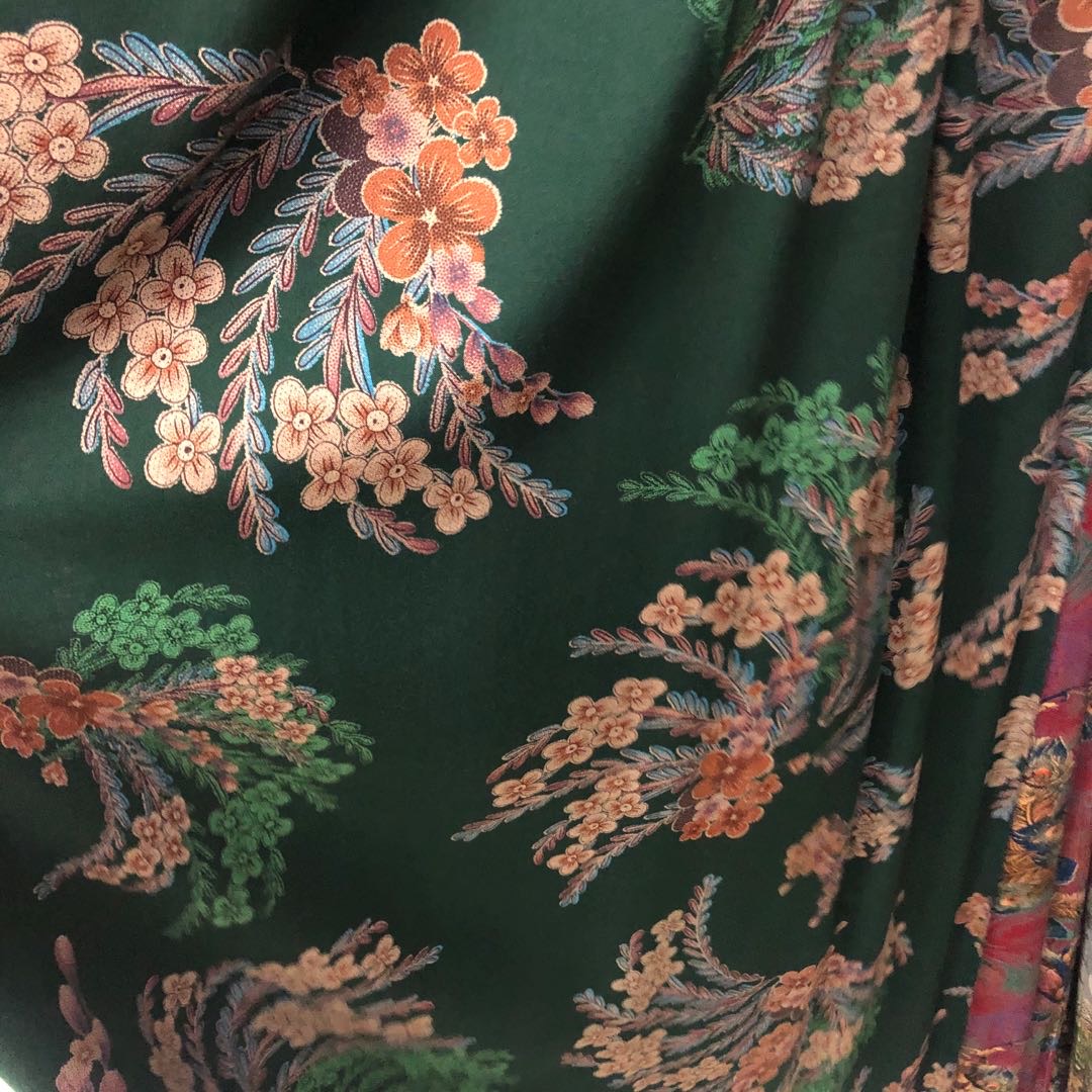 Silk and cotton fabric, silk and cotton fabric for spring and summer clothing, peacock flower details Picture