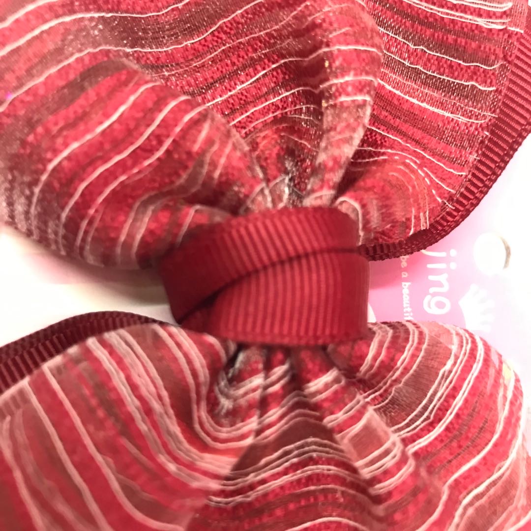 New style of striped bow mesh double-layer headband for children, factory direct sales Specification image
