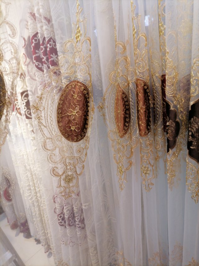 European-style velvet embroidered window screens for bedrooms and living rooms, floor-standing embroidered gauze curtains
