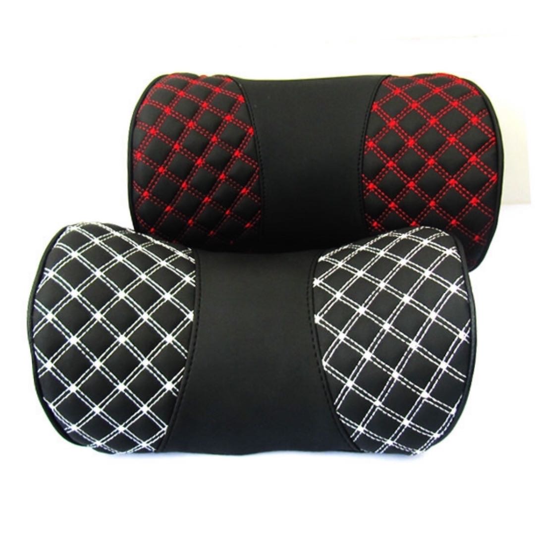 The interior of the car is a U-shaped red wine car headrest. The price of a single piece is a leather red wine headrest