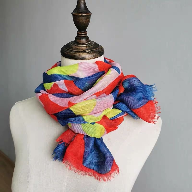 Children's Candy Color Printed Chiffon Scarf Silk Scarf Shawl Dual Use