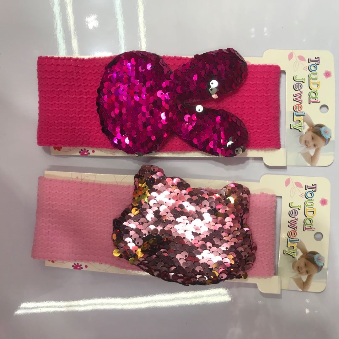Cross-border best-selling children's hair tie accessories: Creative and simple two-color sequined little rabbit