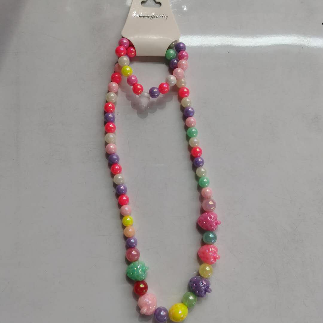 Korean-style fashionable and stylish children's versatile accessory, fruit and colorful bead necklace details Picture