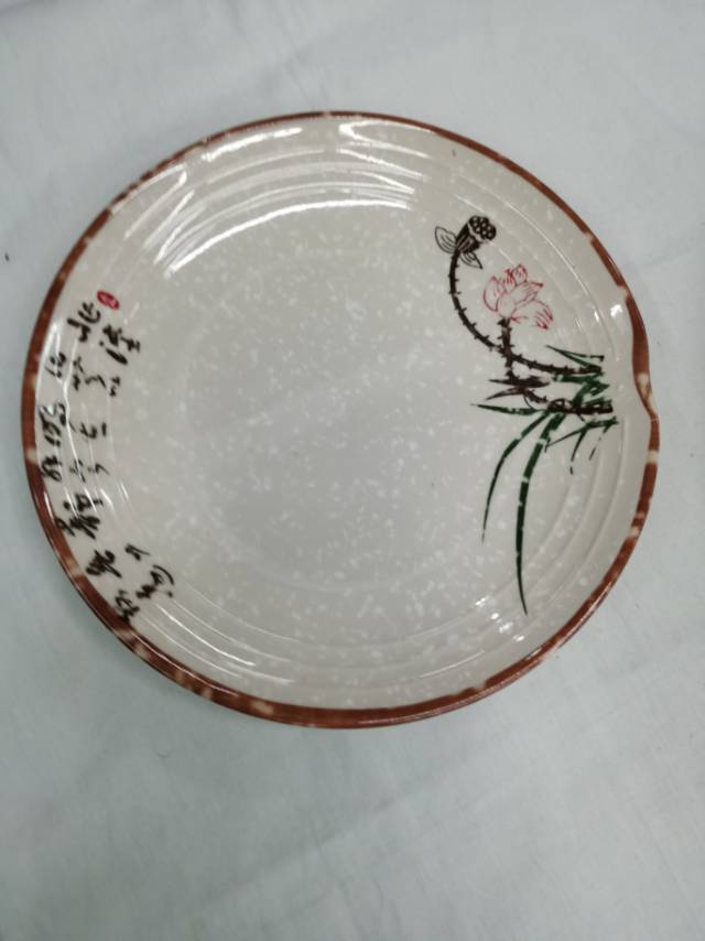 High-Grade Melamine Imitation Porcelain White Round Dish Plastic Disc Platter Fast Food Cover Rice Buffet Plate Dish