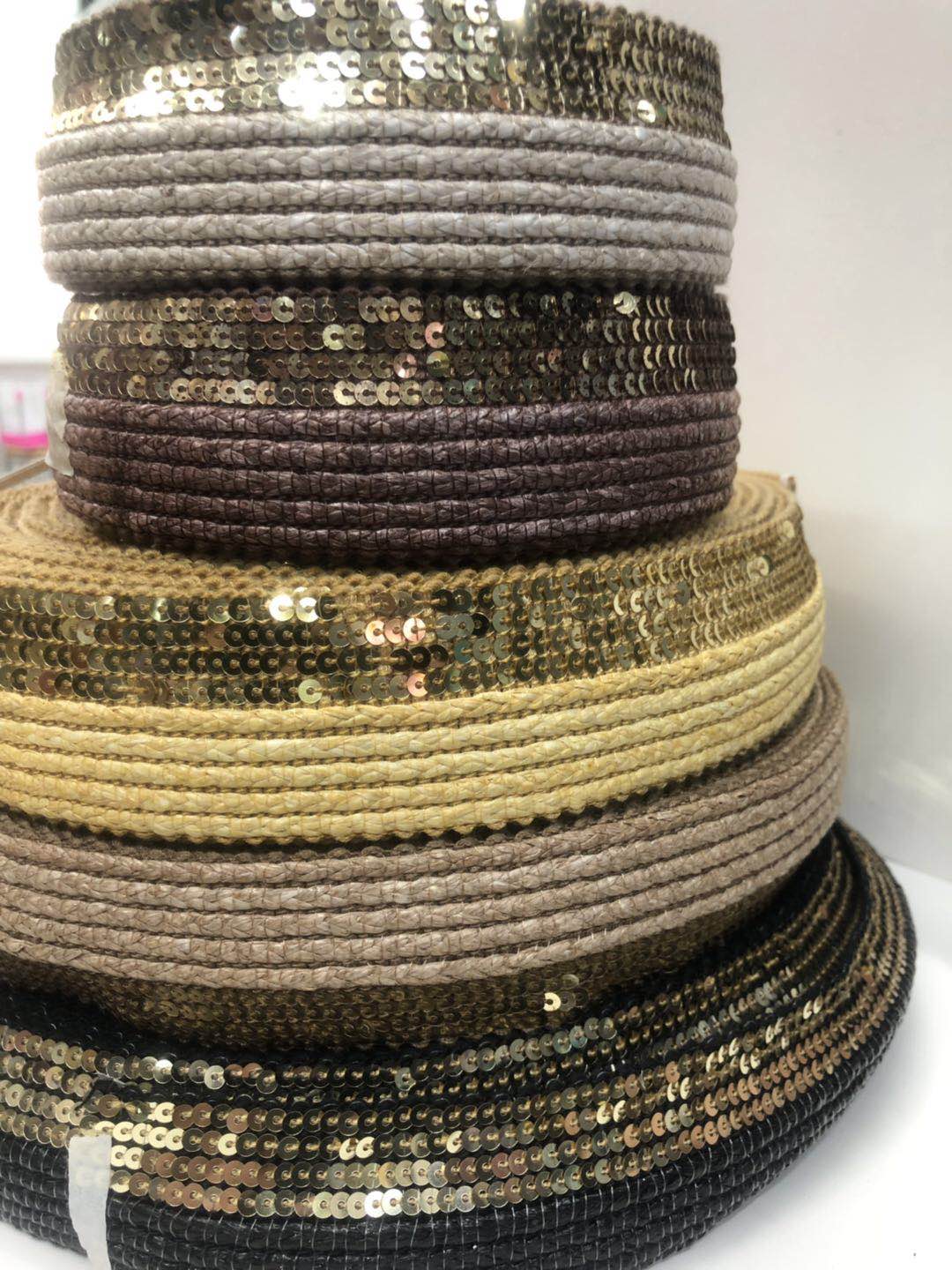 Pp Grass And Sequin Knitted With Foam Color Slippers With Top Belt Headdress